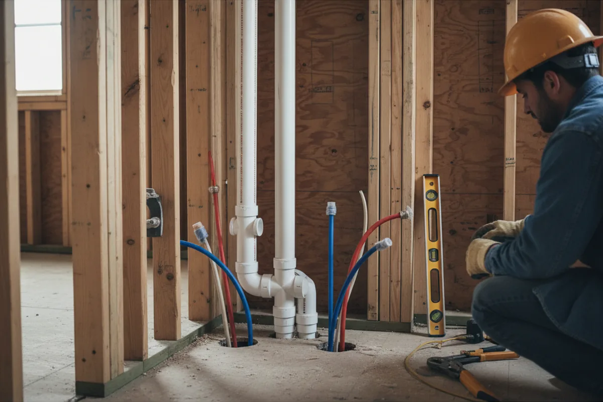 Drain and supply rough-in during Leak Detection in Barneveld